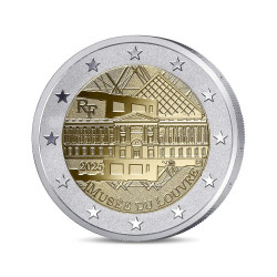 2 euros commémorative France 2025 - Musée du Louvre polissage inversé en coffret BE.