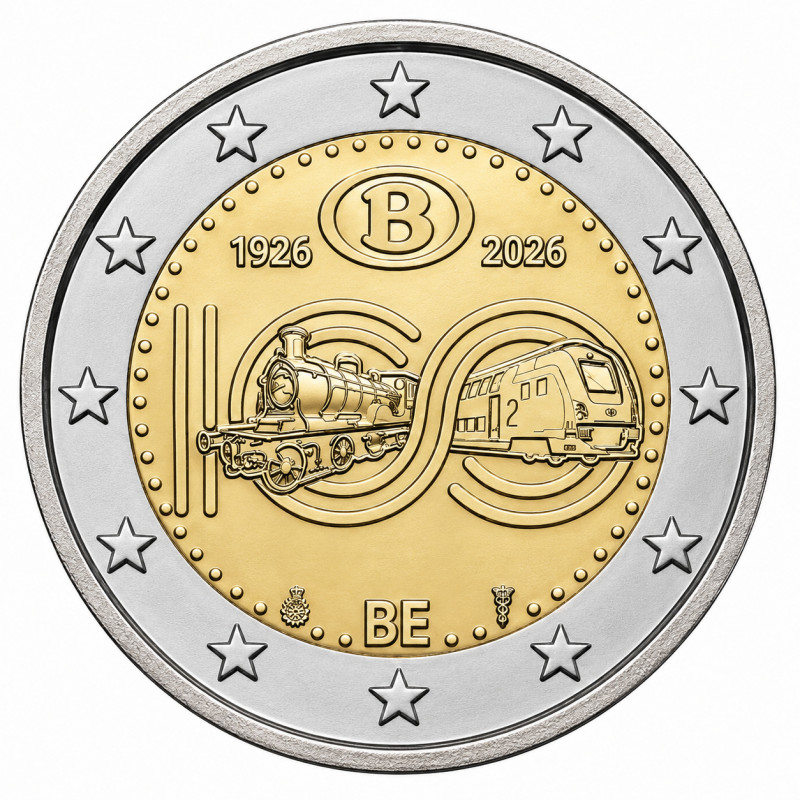 2 euros commémorative Belgique 2026 UNC - Chemins de fer.