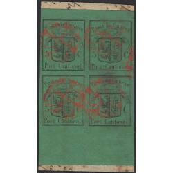 Genève timbre de Suisse N°3A bloc de 4 faux pour étude.