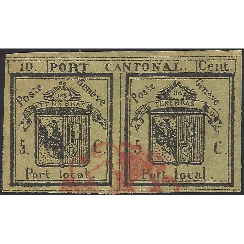 Genève timbre de Suisse N°1 faux pour étude.