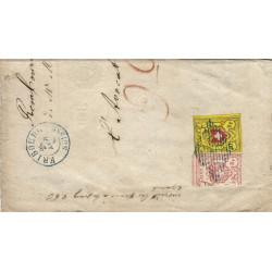 Suisse timbre N°15 et 23 oblitérés sur fragment de Fribourg.
