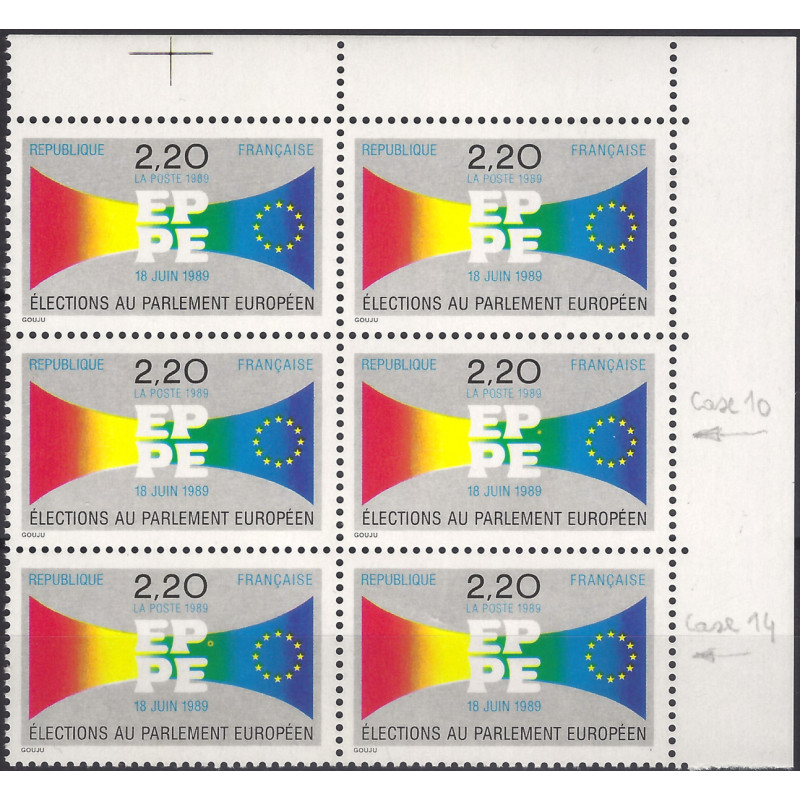 Parlement Européenne timbre de France N°2572 deux variétés dans un bloc neuf**.
