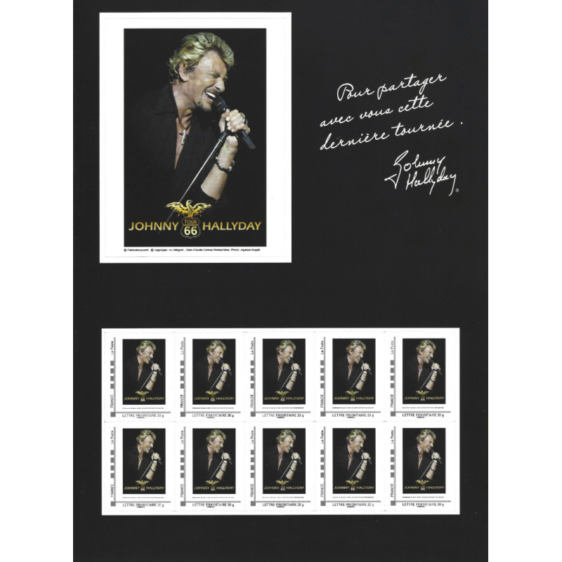 Collector 10 timbres Johnny Halliday - Tour 66 - N°COL 29.