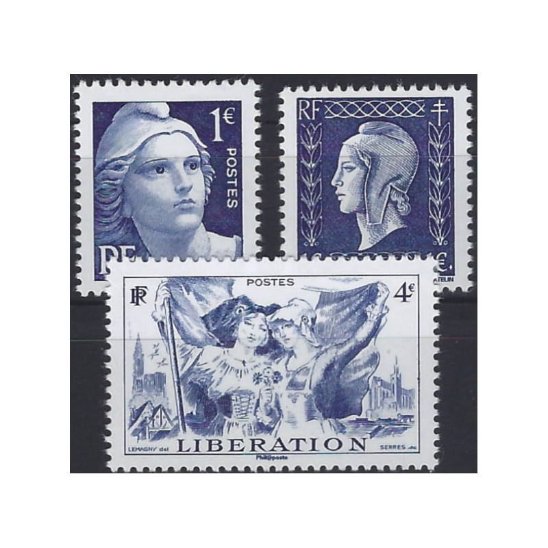 70 ans de la Libération timbres de France N°4986-4988 série neuf**.