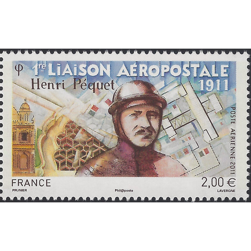 Timbre poste aérienne N°74 Henri Péquet neuf**.