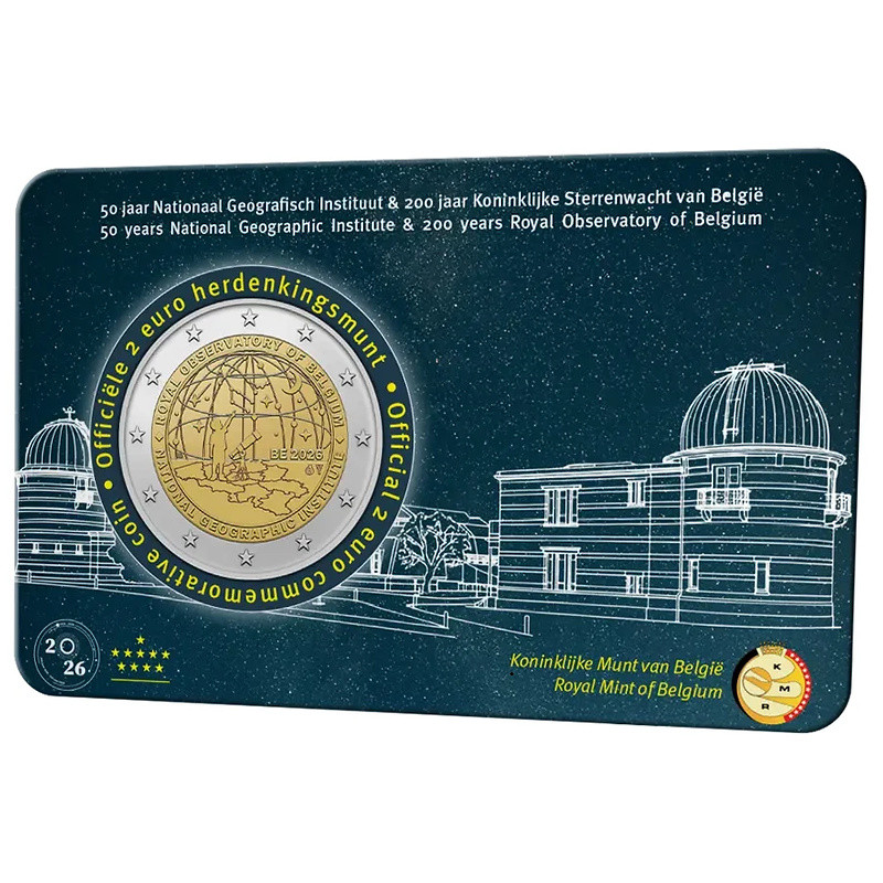 2 euros commémorative Belgique 2026 BU Observatoire - version flamande.