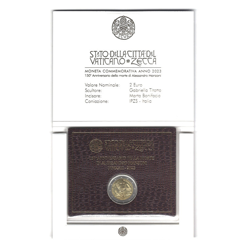 2 euros commémorative Vatican 2023 - Alessandro Manzoni en coffret BU.