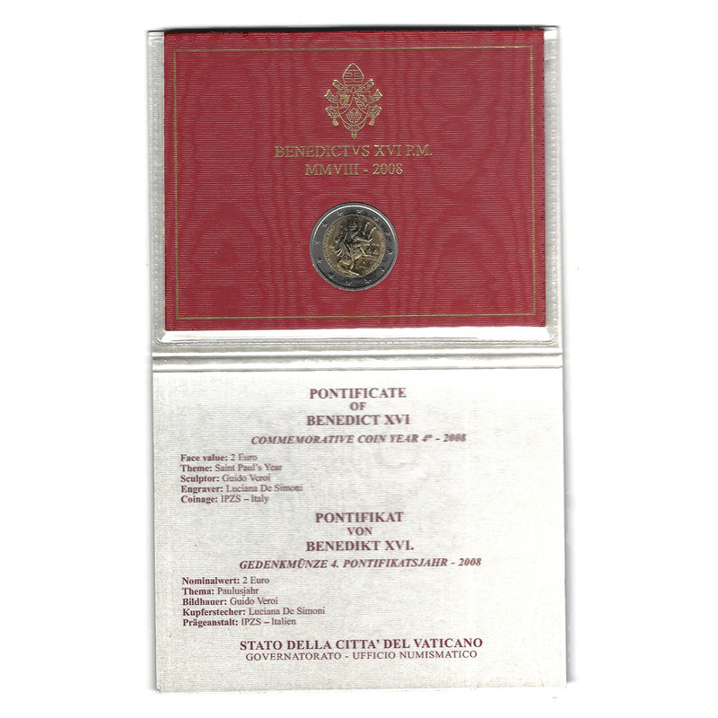 2 euros commémorative Vatican 2008 - Année Saint Paul en coffret BU.