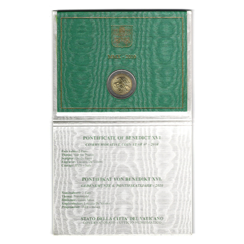 2 euros commémorative Vatican 2010 - Année du sacerdoce en coffret BU.