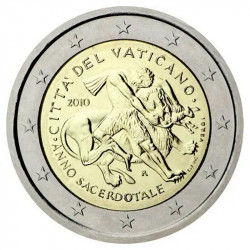 2 euros commémorative Vatican 2010 - Année du sacerdoce en coffret BU.