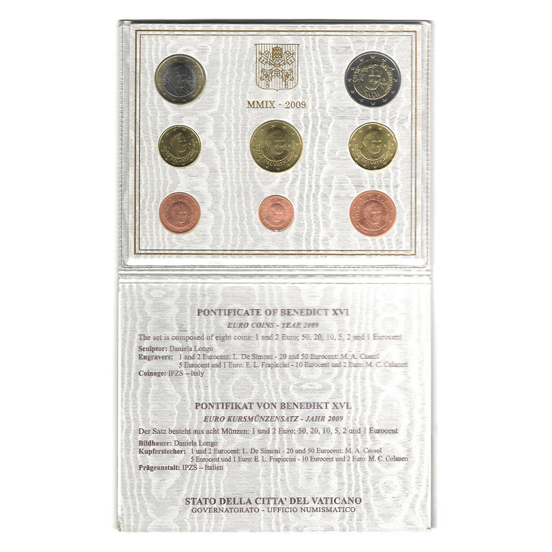 Coffret BU série monnaies euros Vatican 2009 - Benoit XVI.