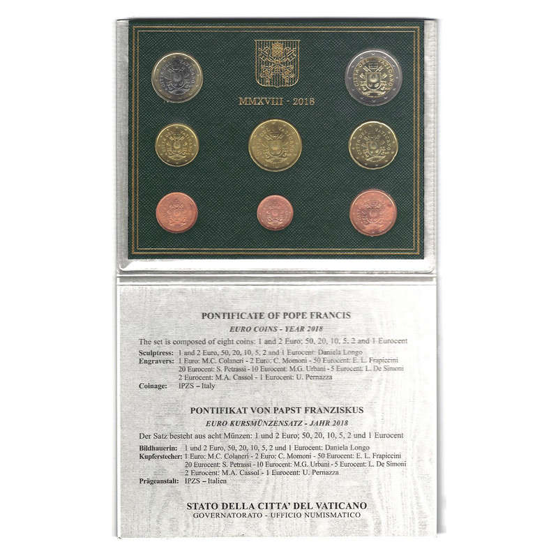 Coffret BU série monnaies euros Vatican 2018 - Pape François.