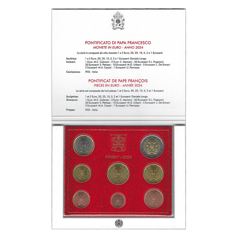 Coffret BU série monnaies euros Vatican 2024 - Pape François.