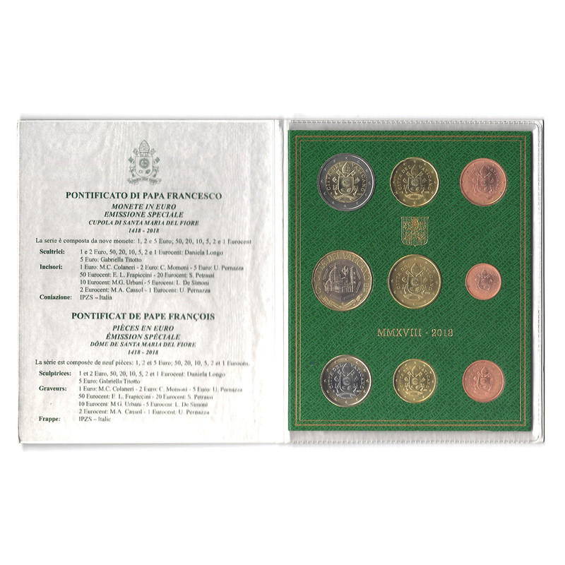 Coffret BU série monnaies euros Vatican 2018 édition spéciale - Pape François.