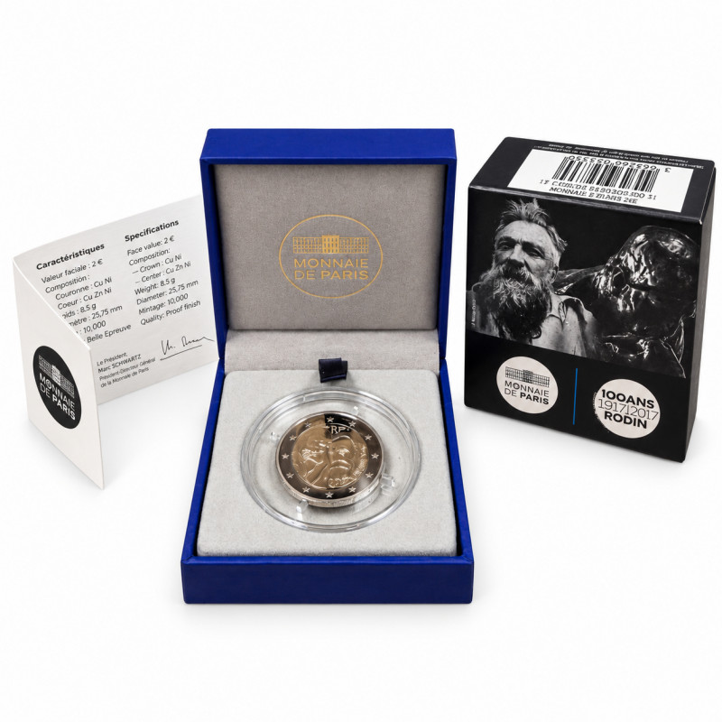 2 euros commémorative France 2017 - Auguste Rodin en coffret BE.