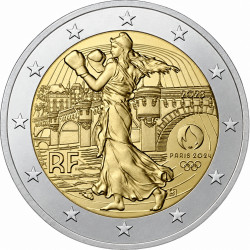 2 euros commémorative France 2023 - La Semeuse JO Paris 2024 en coffret BE.