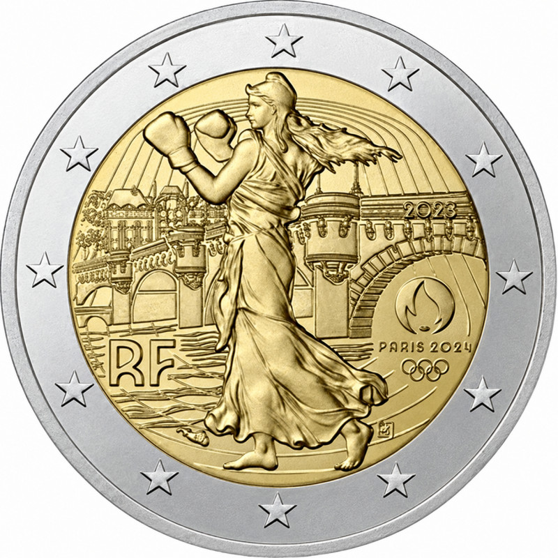 2 euros commémorative France 2023 - La Semeuse JO Paris 2024 en coffret BE.