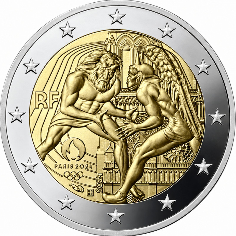 2 euros commémorative France 2024 - Hercule JO Paris 2024 en coffret BE.