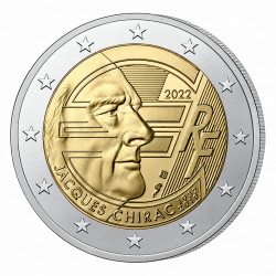 2 euros commémorative France 2022 - Jacques Chirac en coffret BE.