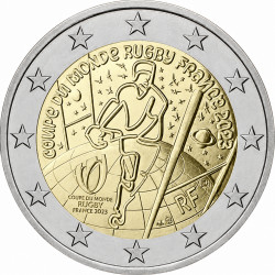2 euros commémorative France 2023 - Coupe du monde de Rugby en coffret BE.