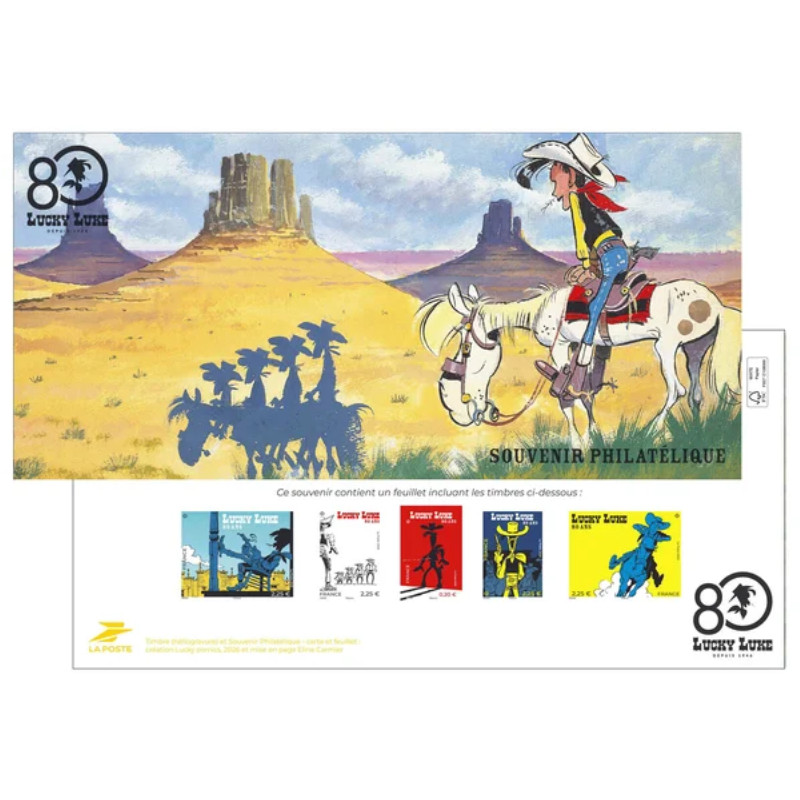 Bloc souvenir 80 ans Lucky Luke neuf**.