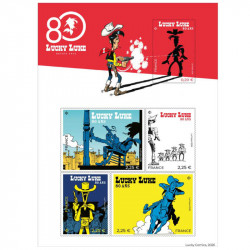Feuillet de 5 timbres 80 ans de Lucky Luke 2026 neuf**.