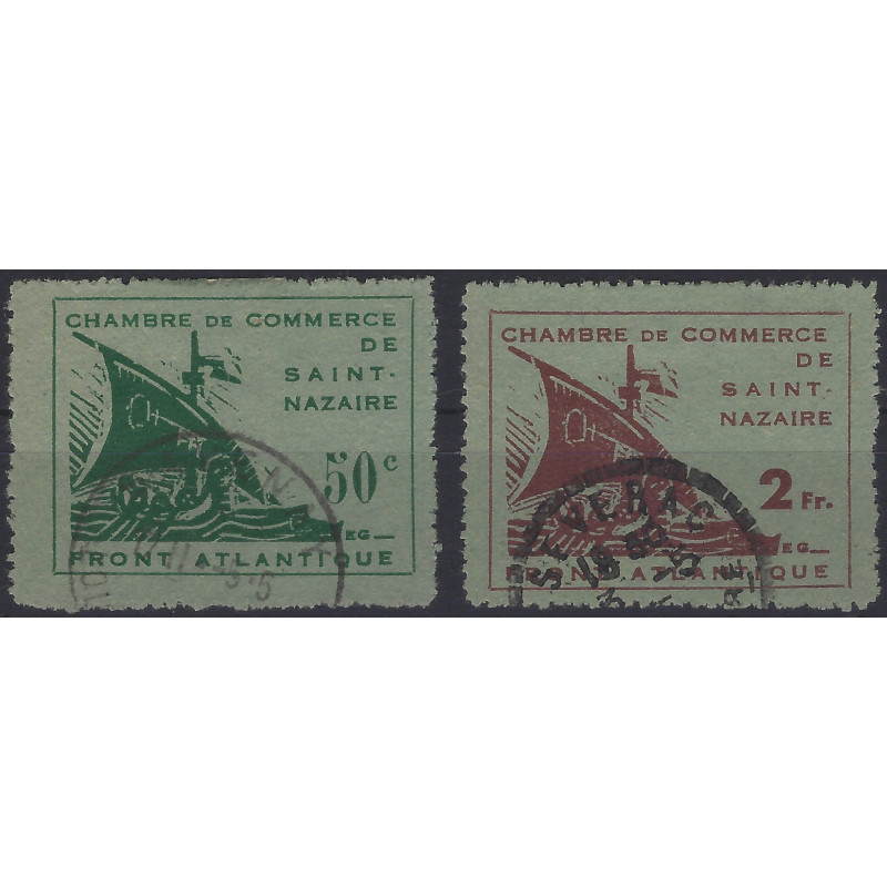 Saint Nazaire timbres de guerre N°74-75 série oblitéré.