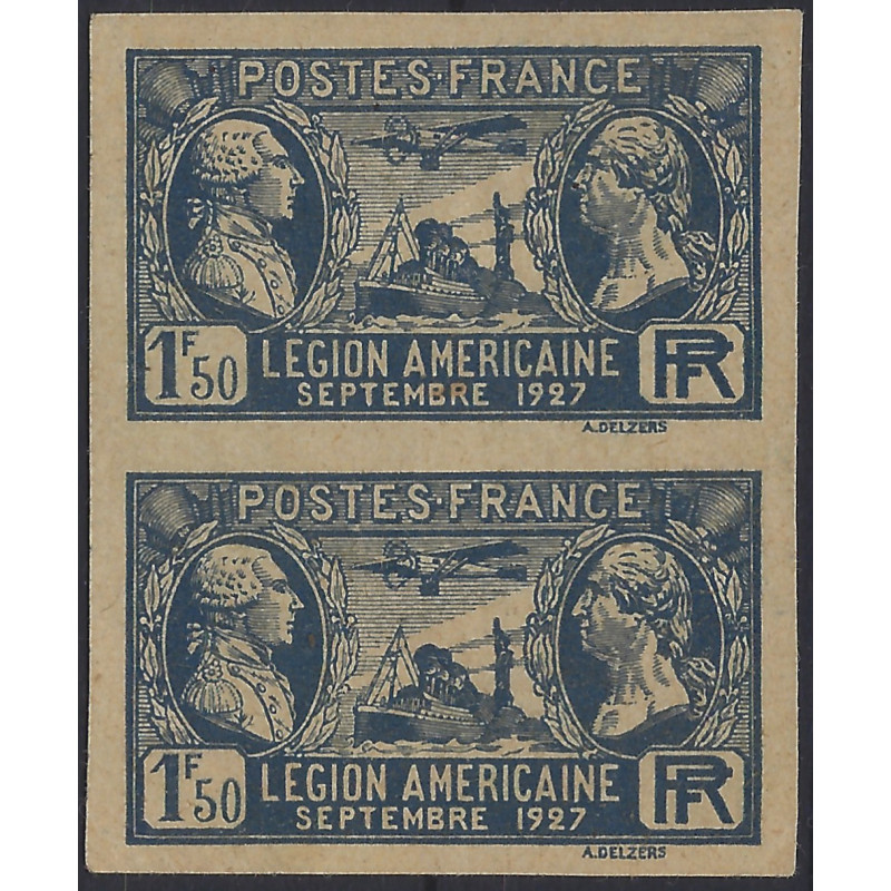 Légion Américaine timbre de France N°245 essai non dentelé en paire neuf (*).