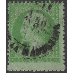 Empire dentelé timbre de France N°20 variété format allongé Suarnet oblitéré.