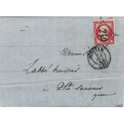 Empire timbre de France N°24a oblitéré GC 249 sur pli pour Saint sauveur Yonne 1864.