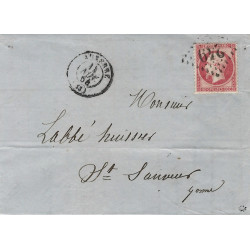 Empire timbre de France N°24 oblitéré GC 249 sur pli pour Saint sauveur Yonne 1864.