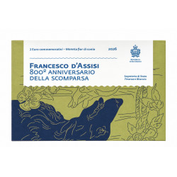 2 euros commémorative Saint Marin 2026 - Saint François d’Assise en coffret BU.