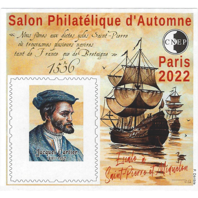 Bloc C.N.E.P. N°91a Jacques Cartier 2022 non dentelé.