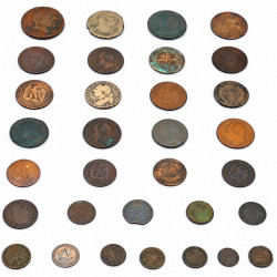 Lot de 32 monnaies du monde anciennes avant 1900.