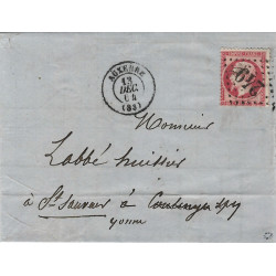 Empire timbre de France N°24 oblitéré GC 249 sur pli pour Saint sauveur Yonne 1864.