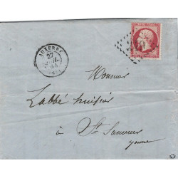 Empire timbre de France N°24 oblitéré GC 249 sur pli pour Saint sauveur Yonne 1864.