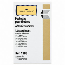 Assortiment 175 pochettes noires double soudure pour timbres de France.