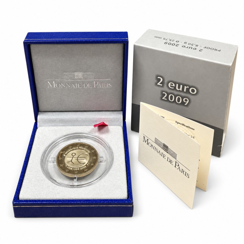 2 euros commémorative France 2009 - UEM en coffret BE.