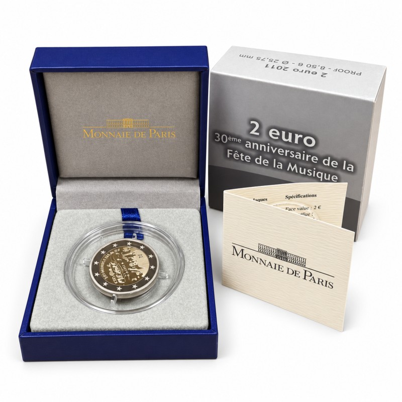 2 euros commémorative France 2011 - Fête de la Musique en coffret BE.