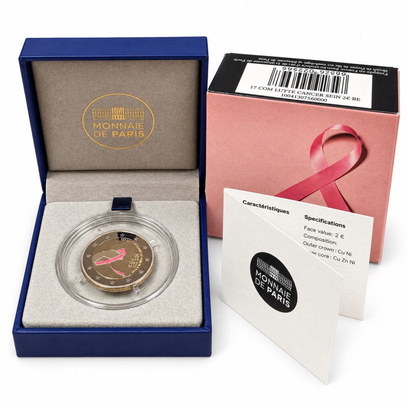 2 euros commémorative France 2017 - Ruban rose en coffret BE.