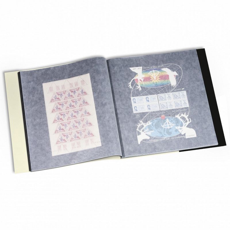 Cahier pour 24 feuilles entières de timbres 340 x 370 mm.