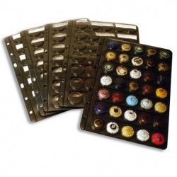 Feuilles noires Compart pour ranger 35 muselets de champagne.
