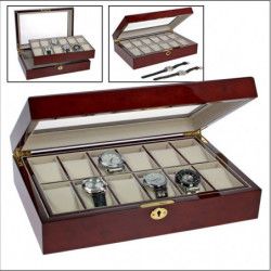 Coffret en bois laqué pour 12 montres de collection.