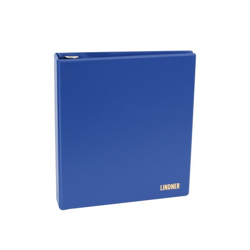 Reliure Uniplate Lindner bleue à 3 anneaux.