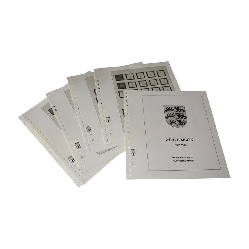 Feuilles préimprimées Lindner-T Wurtemberg 1851-1923.