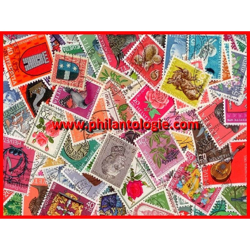 Suisse 100 timbres surtaxés tous différents.