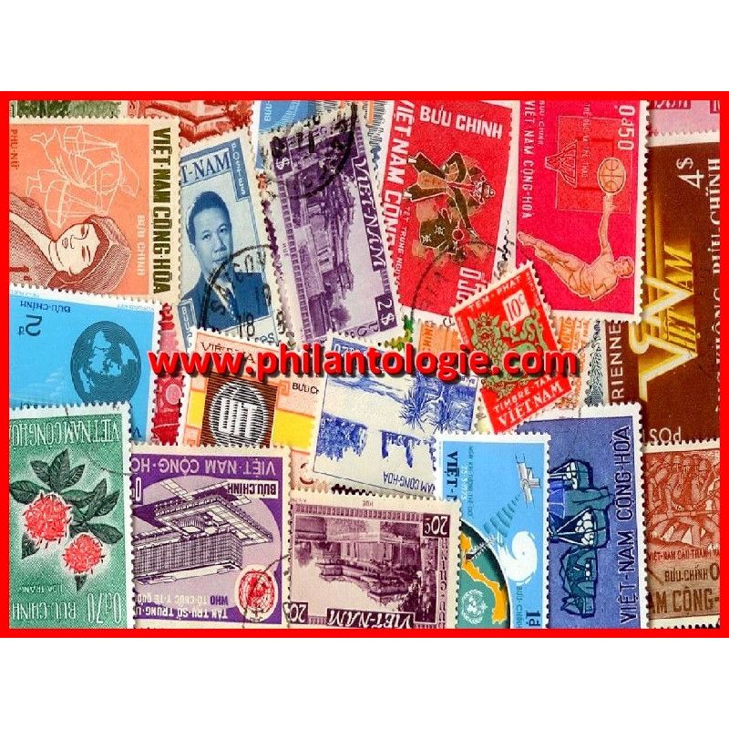 Vietnam Sud 25 timbres de collection tous différents.