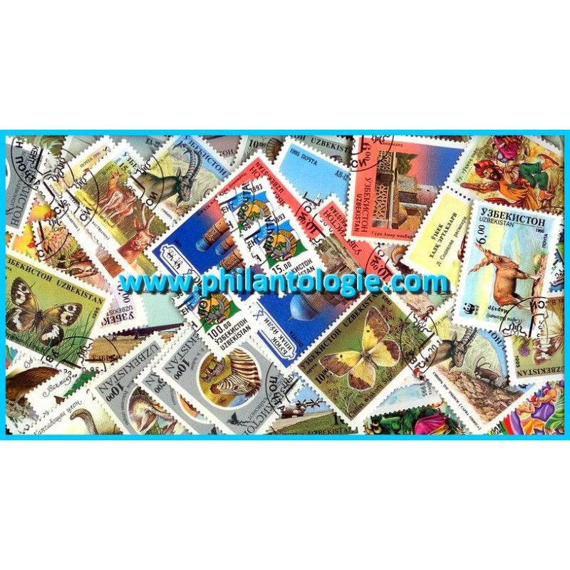 Ouzbékistan 25 timbres de collection tous différents.
