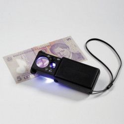 Loupe de poche avec lampe UV, grossissement 10x - 30x.