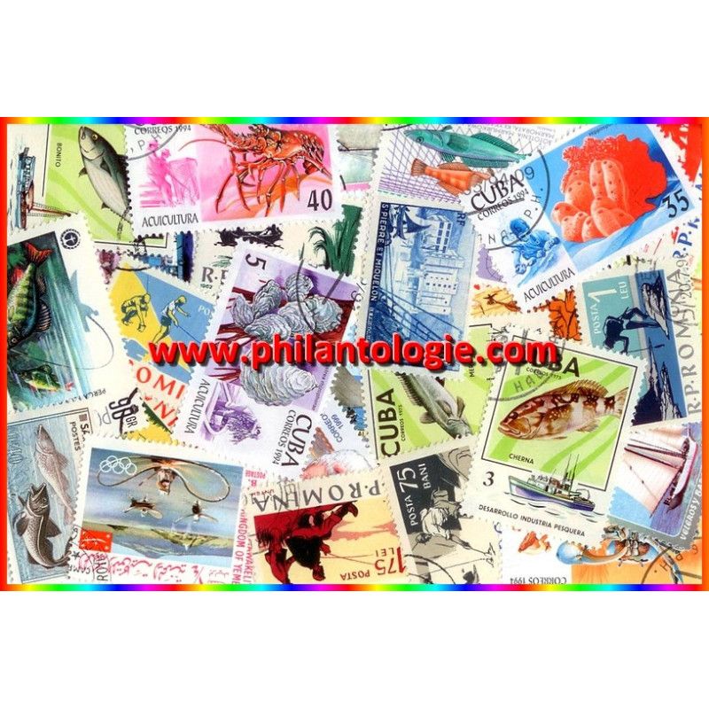 Pêche timbres thématiques tous différents.